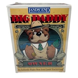 SEALED Lands' End Gund Big Daddy Rugby Owner Teddy Bear Boxed 12" Rugger 1926